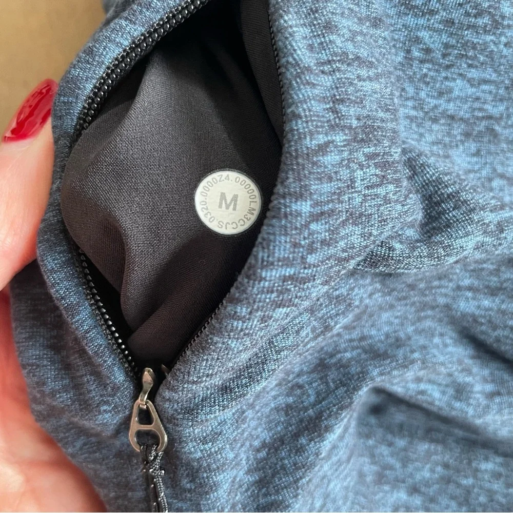 Lululemon Surge Warm Long Sleeve Heathered True Navy / Black - Picture 7 of 11